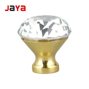 Kenop pintu kristal Aloi seng pegangan kristal berlian lubang tunggal pegangan pintu lemari pakaian pegangan laci bagian bawah emas - Product Image 1