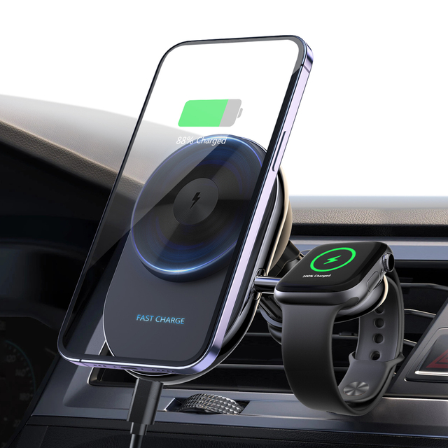 Hot Product 3 in 1 Wireless Charging Car Holder 15W Wireless Car Charger Fast Charging Phone Holder Dashboard Phone Holder