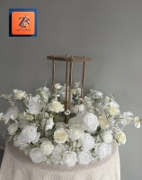 Rangkaian Bunga Sutra Putih Mewah, Mawar Buatan, Phalaenopsis, Dekorasi Meja Pilar Pernikahan