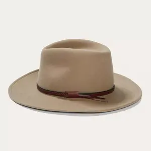 Chapeau en feutre de laine australienne 100, Cowboy Trilby Outback pour hommes, chapeaux Fedora avec ceinture en cuir PU