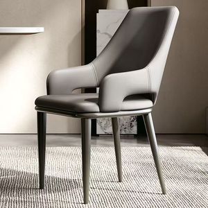 Silla de Diseño Minimalista, Tapizada en <span class=keywords><strong>Cuero</strong></span> PU Premium, Patas de Metal Negro para Hogar, Restaurante, Cafetería - Product Image 2