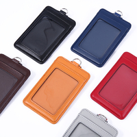 Porte-badge professionnel en cuir véritable avec cordon tour de cou personnalisé, durable, blocage RFID, fermeture à bouton, multifonctionnel