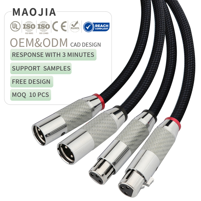 HiFi Carbon Fiber XLR Balanced Audio Cable 6N OFC Silver Plated Nylon Braided Shielded Lead for Studio Mixer Speaker
