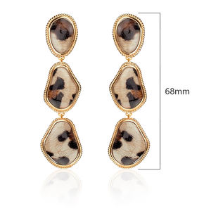 V & R Plaqué Or de la mode mondiale imprimé Animal en cristal Léopard Larme Dangle boucles d'oreilles pour Femmes Filles - Product Image 5