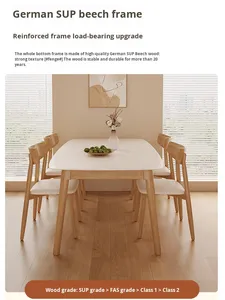 Mesa de comedor de madera ovalada de 6 plazas de estilo retro francés nórdico con sillas, juego de muebles de cocina para restaurante, <span class=keywords><strong>cena</strong></span> en casa - Product Image 3