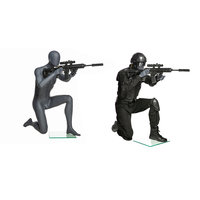 DQ-1 Ganzkörper-Männliche Erwachsenen-Schaufensterpuppe mit Eierkopf, Mattgrau, Sniper-Posen-Uniform-Mannequin