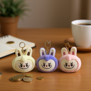 Portamonete Artigianale HSF Bubble Mart, Semplice Vintage Carino con Cerniera, Personalizzabile in Tessuto, Pelle, Metallo, PVC per Conservare Denaro - Product Image 2