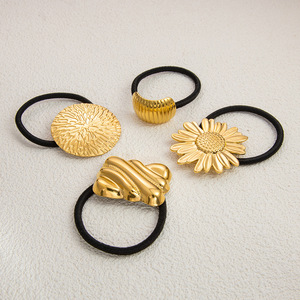 Coletero de Acero Inoxidable con Forma de Flor, Banda Elástica Redonda para Cola de Caballo, Uso Diario, FS71001 - Product Image 3