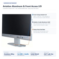 PC tout-en-un sécurisé PoE pour enfants, écoles et laboratoires, 23,8 et 27 pouces, sans surtension, Intel i5 i7, aluminium aéronautique, ordinateur de bureau AIO