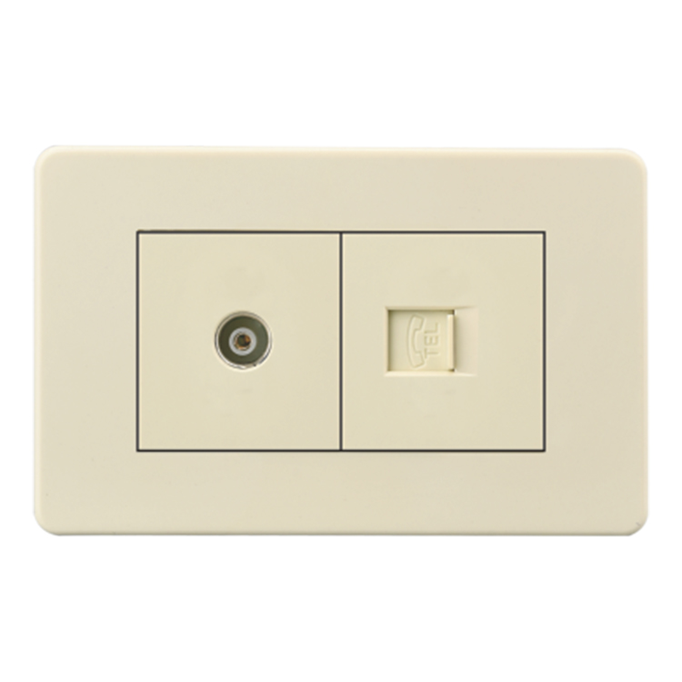 VNX 118 Series 10A Telephone Wall Socket With TV US Standard Grounding Residential / General-Purpose for Home