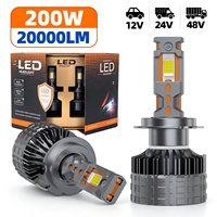 Phare LED T4 20000LM 200W 4 tubes en cuivre CSP4575 Lumière blanche 6500K H4 H7 H11 9005 9006 Canbus avec driver externe