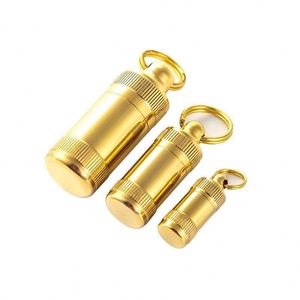 Mini botella de pastillas de latón, caja de almacenamiento de pastillas portátil impermeable para viajes al aire libre sellado a prueba de humedad caja de pastillas de primeros auxilios llavero/ - Product Image 1