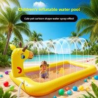 Piscine gonflable pour enfants, coussin de bain extérieur en forme de girafe, piscine à balles pliable pour bébé, 200x110x19cm