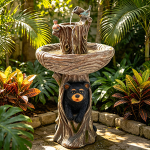 Fontaine d'eau à deux niveaux en forme de sculpture d'arbre, d'ours noir et d'<span class=keywords><strong>oiseau</strong></span> pour pelouse et jardin, vente en gros, décoration - Product Image 3