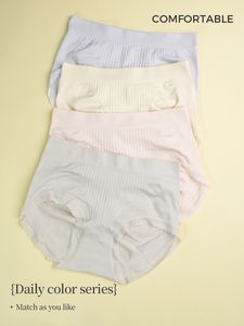 Sous-vêtements en modal 7A, entrejambe en soie de mûrier, haute élasticité, respirant, taille haute, sans couture, fin, uni, culottes hipster pour femmes - Product Image 4