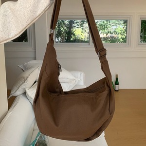 Hong Kong Style Crossbody Tote <b>Bag</b> <b>Canvas</b> Zipper Closure Off White <b>Large</b> Capacity Everyday Use Women's Shoulder <b>Bag</b> - Product Image 2
