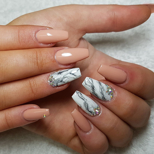 <span class=keywords><strong>Faux</strong></span> ongles à presser couleur nude naturel très vendus, motif marbré marron, <span class=keywords><strong>faux</strong></span> ongles artificiels <span class=keywords><strong>super</strong></span> longs, brillants, pointes à motifs, <span class=keywords><strong>faux</strong></span> ongles - Product Image 2