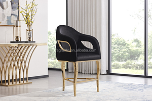 Chaise de bar au design unique, pieds en <span class=keywords><strong>acier</strong></span> inoxydable doré, <span class=keywords><strong>tabouret</strong></span> de bar <span class=keywords><strong>haut</strong></span> pour salle à manger ou cuisine - Product Image 4