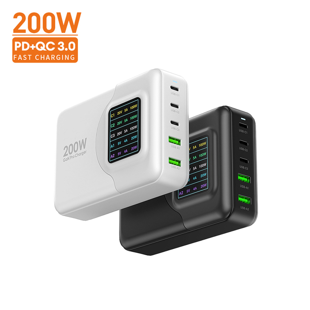 Vina 65W 100W 200W 3A Multiport Pd Qc22.5W Shenzhen Usb Charger Wall Fast Charger