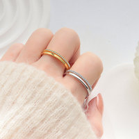 Bague tendance minimaliste pour femme, best-seller transfrontalier, en tungstène électroplaqué, double rangée de zircons incrustés de diamants