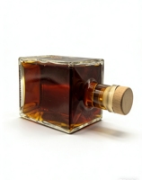 Bouteille de vin en verre transparente mate carrée, réutilisable, rechargeable, capacité personnalisable, vide, avec bouchon en liège scellé, pour spiritueux