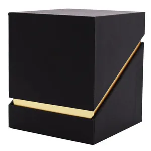 Caja de Regalo de Papel Kraft Reciclado Ecológico de Lujo, Juego de Frascos Redondos Negros Personalizados para Velas, Personalizable Según se Solicite - Product Image 6