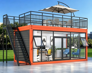 Maison conteneur préfabriquée en kit, design moderne respirant, mur-rideau en verre, modulaire et portable pour hôtels, bureaux et usage commercial - Product Image 1