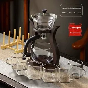 Минималистичный магнитный автоматический набор для заваривания чая с чайником из стекла и чашкой с разделителем для воды для домашнего использования - Product Image 3