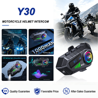 Nouveaux Écouteurs Intra-Auriculaires Intelligents Y30 pour Casque Moto, Bluetooth, Lumière LED RVB, Lampe de Poche, Étanche IPX6, Casque Sport Sans Fil