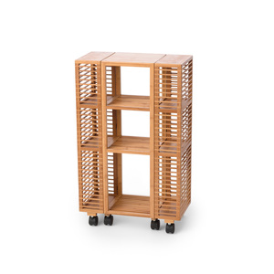 Fabricant de rayons de rangement en bambou étagère de rangement mobile de qualité supérieure avec roues vente en gros - Product Image 4