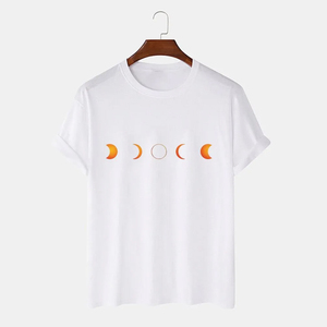 เสื้อยืดกราฟิกผู้ชายลายข้างขึ้นข้างแรม คอกลม แขนสั้น ผ้าฝ้ายลำลอง พิมพ์ลายดาราศาสตร์ เสื้อฤดูร้อน - Product Image 2