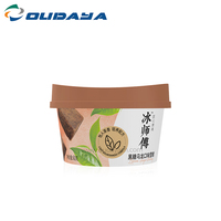 Recipientes de plástico para comida, recipientes de plástico para helado, yogurt, mantequilla, con tapa y cuchara, IML, 135ml