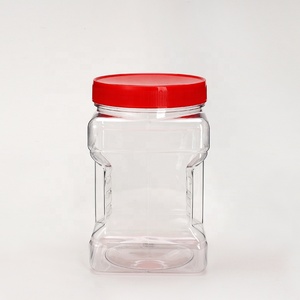 30 Ounce Clear Rectangular Canisters Easy-Grip Side Square Plastic Jar