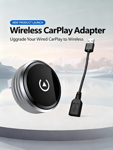 อะแดปเตอร์ไร้สาย Carplay แบบ USB A รูปทรงดิสก์ รองรับ Apple Carplay และ Android Auto พร้อมอะแดปเตอร์ USB A เป็น USB C สีเทา - Product Image 6