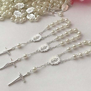 Bebé Cristal Perla Bautismo Comunión Regalo Católico Cruz <span class=keywords><strong>Dedo</strong></span> Cadena Mini <span class=keywords><strong>Rosario</strong></span> - Product Image 2