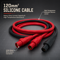 Connecteur rapide à une seule broche Rhino Plug 400A, câble d'alimentation audio pour éclairage de scène en silicone 120 mm², faisceau de câbles Camlock