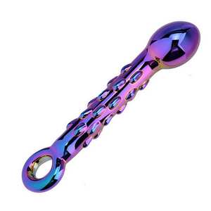 Neuankömmling Bunter beleuchteter Glas <span class=keywords><strong>dildo</strong></span> mit rotierenden Partikeln <span class=keywords><strong>G</strong></span>-Punkt-Stimulation für Frauen Produkte für Erwachsene Butt Plug Sexspielzeug - Product Image 4