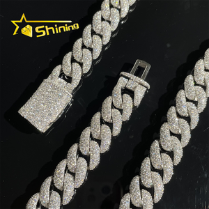 Cadena de Eslabón Cubano de Moissanita Iced Out de 14mm en Plata Esterlina 925 para Hombre, Joyería Hip Hop con Engaste de Mosaico que Pasa la Prueba de Diamantes - Product Image 5