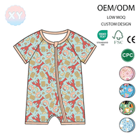 Nouveau design Combinaison courte en bambou écologique avec fermeture éclair bidirectionnelle unisexe pour bébé et tout-petit, confortable, douce pour la peau, personnalisable