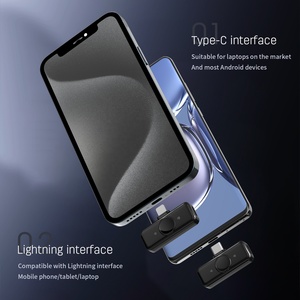 Microphone sans fil Q9 2025, le plus récent, 4 en 1, <span class=keywords><strong>mini</strong></span> <span class=keywords><strong>micro</strong></span> cravate avec récepteur de type C 3,5 mm IOS pour smartphone, caméra, vlog en direct - Product Image 4