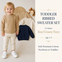 Ensemble de vêtements en tricot pour enfants avec logo personnalisé, tricoté à manches longues, col rond, couleur unie, décontracté, hiver, mélange de viscose et de polyester, usine OEM et ODM