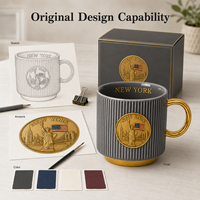 Tasse à café en céramique souvenir de New York, États-Unis, avec motif drapeau et Statue de la Liberté, design personnalisé en grès, vente en gros OEM ODM