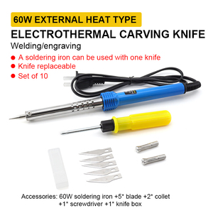 Cuchillo Eléctrico de Grabado Manual de Doble Propósito <span class=keywords><strong>con</strong></span> Conector Roscable de <span class=keywords><strong>Acero</strong></span> Inoxidable de 60W para Calentamiento Externo y Soldador - Product Image 2