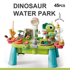 Parc aquatique dinosaure avec fonction de décharge d'eau électrique, ensemble de jeu éducatif en plastique pour enfants, petite taille - Product Image 1