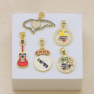 Collar Jinyuan con Colgante de Cobre Chapado en Oro de 18K con Diseño de Gota de Aceite y Cadena de Bambú, Diseño de <span class=keywords><strong>Mapa</strong></span> Nacional, Moderno - Product Image 4