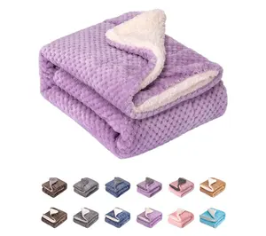 Cheap Wholesale Blankets Vellux Micro Plush Pineapple Grid Coral Fleece Walf Checks Throw Winter Blanket