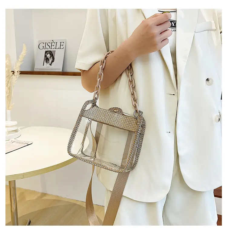 유명 브랜드 도매 패션 최신 여성 클리어 젤리 핸드백 숙녀 투명 어깨 Crossbody 가방 소녀 지갑