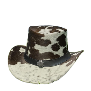Kivotech New Adjustable Stylish Cowhide Leather Cowboy <b>Hat</b> Handmade <b>Western</b> Style Hair-on-Hide Sports Casual Travel - Product Image 1