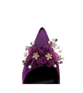 Zapatos de Tacón Elegantes con Cristales y Flores, Punta en Pico, Zapatos de Novia para Vestido de Boda - Product Image 4