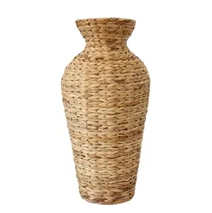 Плетеная ваза натурального цвета, гиацинт для воды, декоративная высокая ваза, цилиндрическая сушеные цветы, ваза для декора гостиной